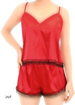 ست تاپ و شورتک ساتن گیپور دار - تصویر 2