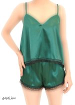 ست تاپ و شورتک ساتن گیپور دار - تصویر 3