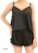 ست تاپ و شورتک ساتن گیپور دار - تصویر 5